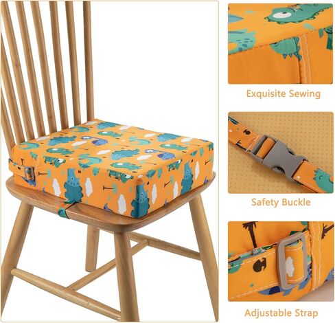 Toddler Booster Seat for Dining Table, PU Washable Double Safe Straps Non-Slip Bottom Booster Seat Dining Toddler, Portable Travel Increasing Cushion (Grey) in Saudi Arabia