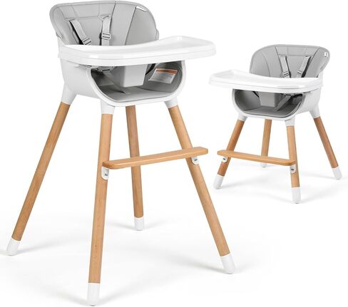 كرسي مرتفع للأطفال من Cowiewie، تصميم حديث، كرسي مرتفع للأطفال الرضع والأطفال الصغار، قابل للإزالة في غسالة الأطباق وصينية آمنة قابلة للتعديل، وسادة أمان قابلة للإزالة مصنوعة من الخشب الصلب الأنيق والجلد الفاخر in Kuwait