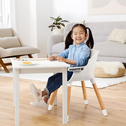 كرسي مرتفع للأطفال من Cowiewie، تصميم حديث، كرسي مرتفع للأطفال الرضع والأطفال الصغار، قابل للإزالة في غسالة الأطباق وصينية آمنة قابلة للتعديل، وسادة أمان قابلة للإزالة مصنوعة من الخشب الصلب الأنيق والجلد الفاخر in Kuwait