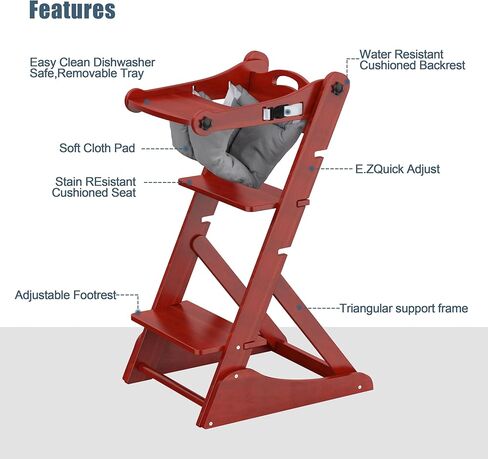 Fanbufan High Chair, Baby High Chair, Multifunctional Children Growing Chair, Convertible Wooden High Chair for Babies and Toddlers, Portable Wooden High Chair for Travel, Wood Folding Chair, Brown in Kuwait