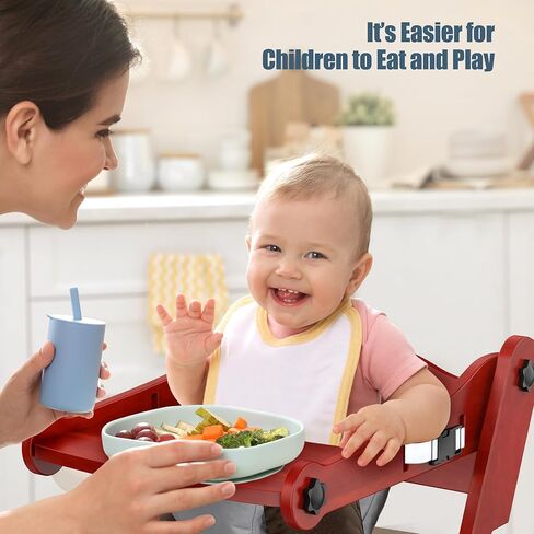 Fanbufan High Chair, Baby High Chair, Multifunctional Children Growing Chair, Convertible Wooden High Chair for Babies and Toddlers, Portable Wooden High Chair for Travel, Wood Folding Chair, Brown in Kuwait