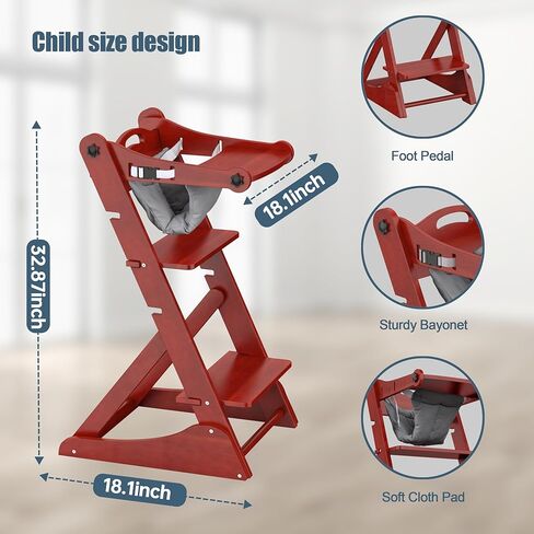 Fanbufan High Chair, Baby High Chair, Multifunctional Children Growing Chair, Convertible Wooden High Chair for Babies and Toddlers, Portable Wooden High Chair for Travel, Wood Folding Chair, Brown in Kuwait