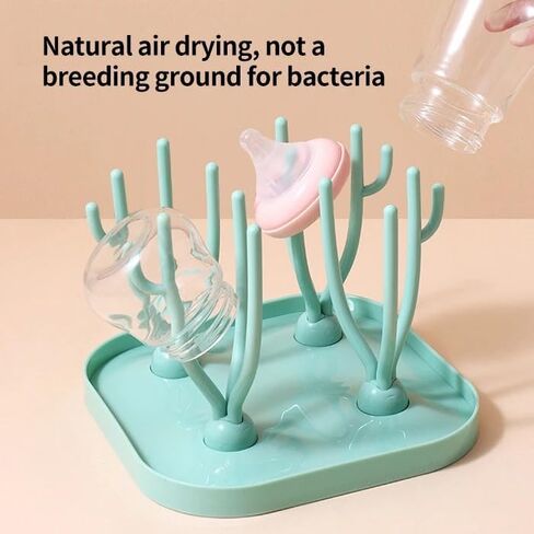 Mandy BPA Free Baby Bottle Drying Rack:Bottle Drying Rack for Baby Bottles and Accessories | Bottle Dryer Rack with 16 Branches for Convenient Baby Bottle Storage | Baby Feeding Essentials in Saudi Arabia