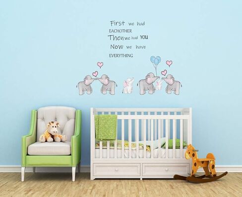 ملصق حائط بصورة فيل الطفل الرائع للحضانة، فيل جميل مع اقتباس الحب ملصق حائط بالون على شكل قلب لغرفة الأطفال الرضع، ملصق حائط لطيف للجنسين محايد ديكور جداري للفصول الدراسية in Kuwait