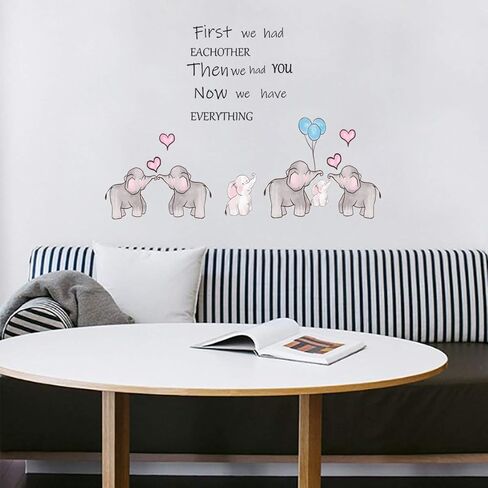 ملصق حائط بصورة فيل الطفل الرائع للحضانة، فيل جميل مع اقتباس الحب ملصق حائط بالون على شكل قلب لغرفة الأطفال الرضع، ملصق حائط لطيف للجنسين محايد ديكور جداري للفصول الدراسية in Kuwait