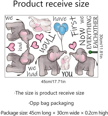 ملصق حائط بصورة فيل الطفل الرائع للحضانة، فيل جميل مع اقتباس الحب ملصق حائط بالون على شكل قلب لغرفة الأطفال الرضع، ملصق حائط لطيف للجنسين محايد ديكور جداري للفصول الدراسية in Kuwait
