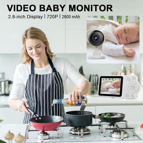 جهاز مراقبة الأطفال فيديو Dosilkc مع الكاميرا والصوت، شاشة كاميرا للأطفال بدون WiFi مع وضع VOX، شاشة 2.8 بوصة، رؤية ليلية بالأشعة تحت الحمراء، صوت ثنائي الاتجاه، مستشعر درجة الحرارة والتهويدات، عمر بطارية 2600 مللي أمبير في الساعة in Kuwait