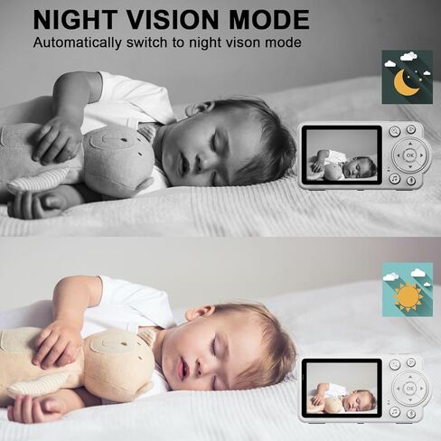 جهاز مراقبة الأطفال فيديو Dosilkc مع الكاميرا والصوت، شاشة كاميرا للأطفال بدون WiFi مع وضع VOX، شاشة 2.8 بوصة، رؤية ليلية بالأشعة تحت الحمراء، صوت ثنائي الاتجاه، مستشعر درجة الحرارة والتهويدات، عمر بطارية 2600 مللي أمبير في الساعة in Kuwait