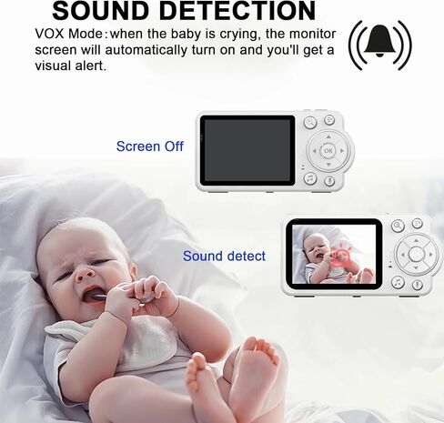 جهاز مراقبة الأطفال فيديو Dosilkc مع الكاميرا والصوت، شاشة كاميرا للأطفال بدون WiFi مع وضع VOX، شاشة 2.8 بوصة، رؤية ليلية بالأشعة تحت الحمراء، صوت ثنائي الاتجاه، مستشعر درجة الحرارة والتهويدات، عمر بطارية 2600 مللي أمبير في الساعة in Kuwait