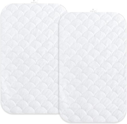 Joey + Joan Waterproof Bassinet Mattress Pad Cover Compatible with Baby Delight Beside Me Dreamer Bassinet – 2 Pack Quilted Mattress Protector Made from Ultra Soft Bamboo Viscose Terry – 21" x 33" in Saudi Arabia