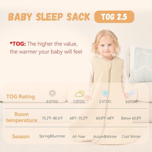 Yoofoss Baby Sleep Sack 6-12 Months TOG 1.0 Baby Wearable Blanket, 2 Pack 100% Organic Cotton Infant Toddler Sleeping Sack 2-Way Zipper Lightweight Sleep Sack in Saudi Arabia