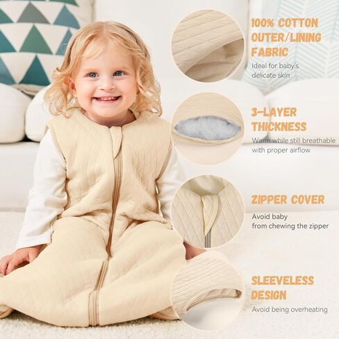 Yoofoss Baby Sleep Sack 6-12 Months TOG 1.0 Baby Wearable Blanket, 2 Pack 100% Organic Cotton Infant Toddler Sleeping Sack 2-Way Zipper Lightweight Sleep Sack in Saudi Arabia