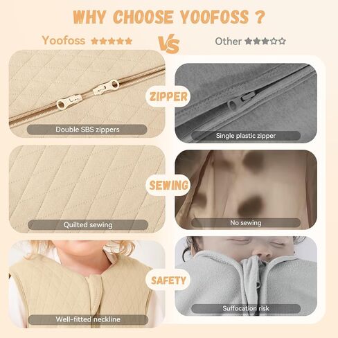 Yoofoss Baby Sleep Sack 6-12 Months TOG 1.0 Baby Wearable Blanket, 2 Pack 100% Organic Cotton Infant Toddler Sleeping Sack 2-Way Zipper Lightweight Sleep Sack in Saudi Arabia
