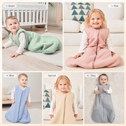 Yoofoss Baby Sleep Sack 6-12 Months TOG 1.0 Baby Wearable Blanket, 2 Pack 100% Organic Cotton Infant Toddler Sleeping Sack 2-Way Zipper Lightweight Sleep Sack in Saudi Arabia