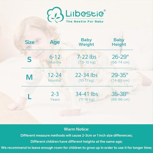كيس نوم للأطفال الصغار مع أقدام من LILBESTIE، كيس نوم 1.5 TOG مع أرجل، بطانية شتوية يمكن ارتداؤها للأطفال بدون أكمام من القطن كيس نوم للأطفال من عمر 12 إلى 24 شهرًا - حفار M in Kuwait