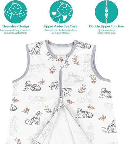 كيس نوم للأطفال الصغار مع أقدام من LILBESTIE، كيس نوم 1.5 TOG مع أرجل، بطانية شتوية يمكن ارتداؤها للأطفال بدون أكمام من القطن كيس نوم للأطفال من عمر 12 إلى 24 شهرًا - حفار M in Kuwait