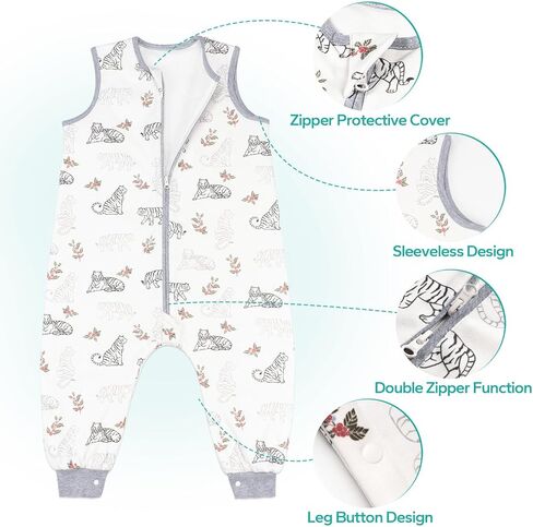 كيس نوم للأطفال الصغار مع أقدام من LILBESTIE، كيس نوم 1.5 TOG مع أرجل، بطانية شتوية يمكن ارتداؤها للأطفال بدون أكمام من القطن كيس نوم للأطفال من عمر 12 إلى 24 شهرًا - حفار M in Kuwait