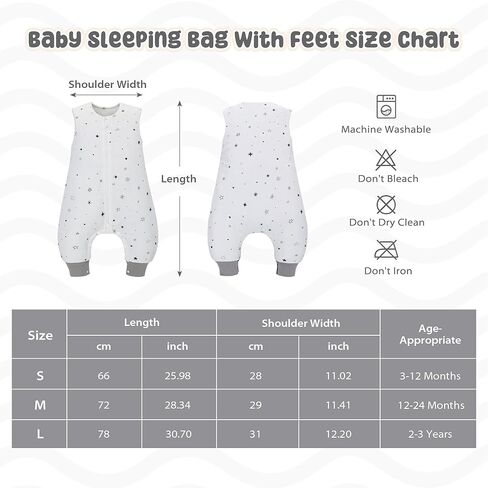 Baby Sleep Sack with Feet 2.5 TOG Winter Toddler Sleeping Sack Combed Cotton Baby Wearable Blanket for Early Walkers in Kuwait