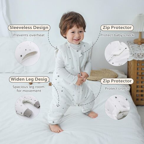 Baby Sleep Sack with Feet 2.5 TOG Winter Toddler Sleeping Sack Combed Cotton Baby Wearable Blanket for Early Walkers in Kuwait
