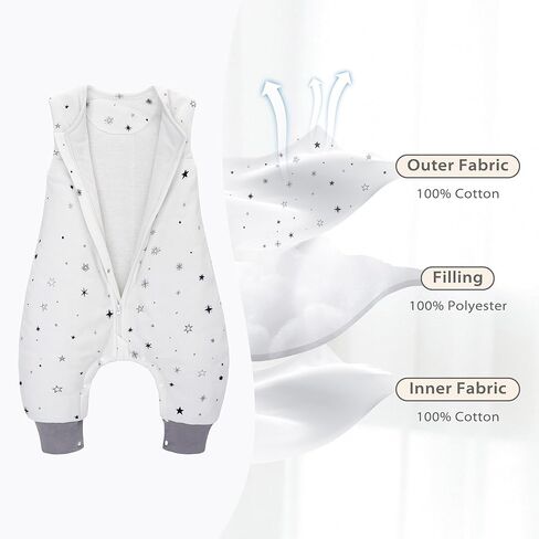 Baby Sleep Sack with Feet 2.5 TOG Winter Toddler Sleeping Sack Combed Cotton Baby Wearable Blanket for Early Walkers in Kuwait