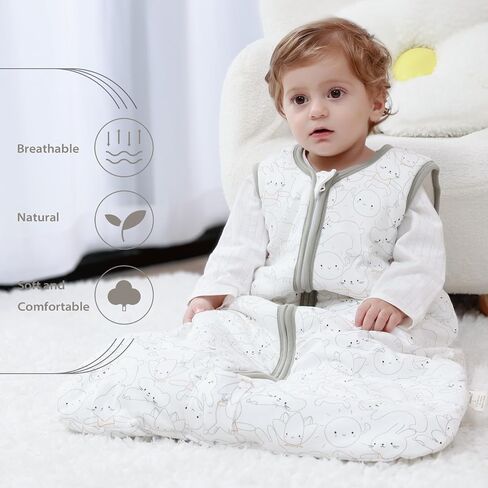 Mosebears Sleep Sack Baby Winter Wearable Blanket with 2-Way Zipper,2.5 TOG Cotton Sleep Sack Unisex (Calm Sage, 0-6 Months) in Saudi Arabia