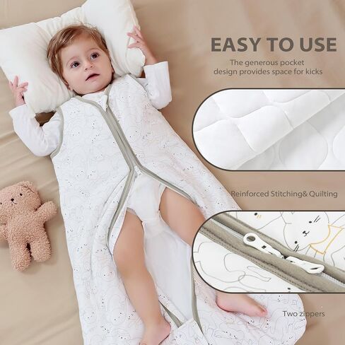 Mosebears Sleep Sack Baby Winter Wearable Blanket with 2-Way Zipper,2.5 TOG Cotton Sleep Sack Unisex (Calm Sage, 0-6 Months) in Saudi Arabia