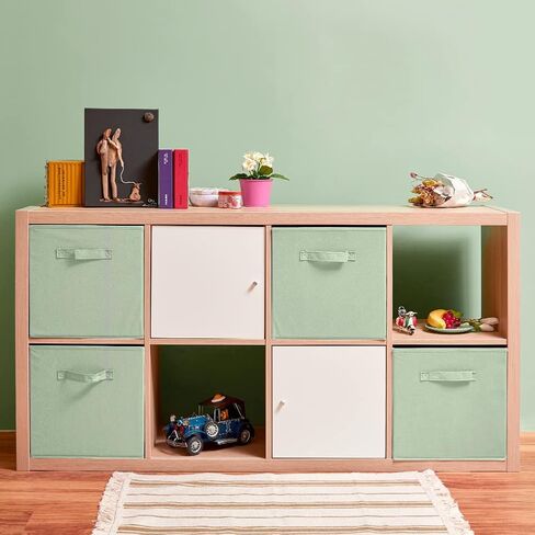 مجموعة EZOWare مكونة من 4 سلال قماشية قابلة للطي، مكعب تخزين منظم قابل للطي مقاس 13 × 15 × 13 بوصة مع مقابض للمنزل وغرفة النوم وحضانة الأطفال والمكتب وألعاب غرفة لعب الأطفال - رمادي in Kuwait