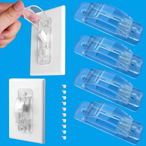 2 Pack Toggle Light Switch Cover Guard, Baby Proof, Clear | Wall Switch Protector, Prevents Accidental On/Off, Protects Circuits from Kids & Pets, Easy Install, Screws Included in Saudi Arabia