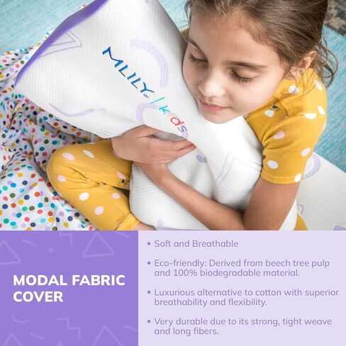 MLILY Kids Pillow for Sleeping, Adjustable Kids Memory Foam Pillow for Bed Set, Breathable and Cooling Pillows for Kids Boy Girl, CertiPUR-US Certified, 12x20 Inch, Blue | Cooling Pillow with Breathable Soft Cover and CertiPUR-US Certified Foam for Bed Se in Saudi Arabia