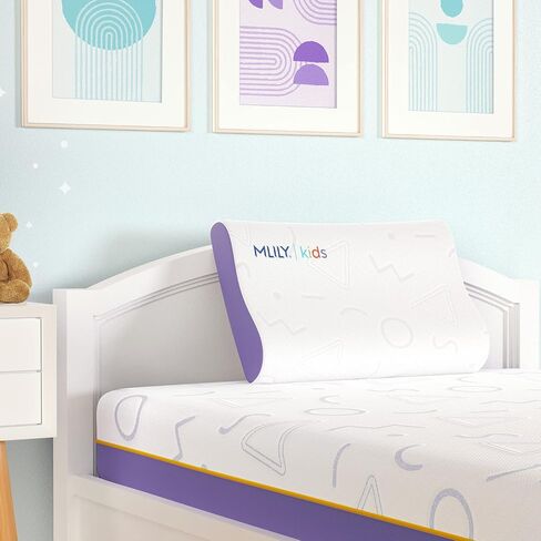 MLILY Kids Pillow for Sleeping, Adjustable Kids Memory Foam Pillow for Bed Set, Breathable and Cooling Pillows for Kids Boy Girl, CertiPUR-US Certified, 12x20 Inch, Blue | Cooling Pillow with Breathable Soft Cover and CertiPUR-US Certified Foam for Bed Se in Saudi Arabia