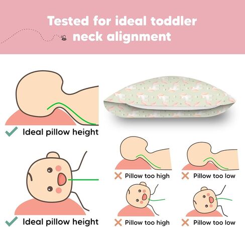 وسادة طفل صغير مع كيس وسادة - وسادة My Little Dreamy مقاس 13 × 18، وسائد للأطفال من القطن العضوي للنوم، وسادة أطفال، وسائد سفر، وسادة صغيرة، وسادة حضانة، وسادة سرير للأطفال الصغار (نعمة) in Kuwait