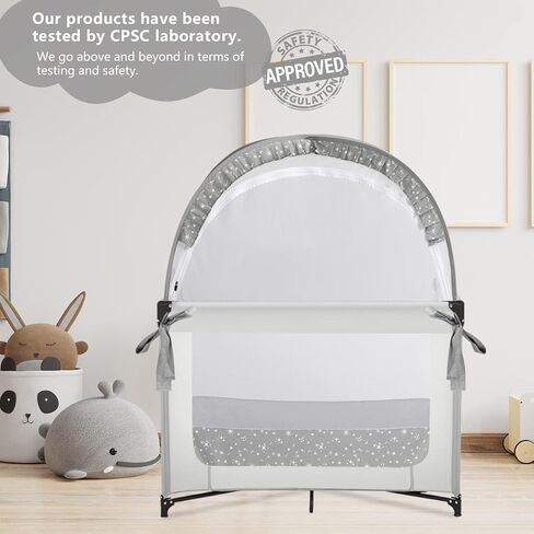 L RUNNZER Baby Crib Tent, Breathable Pop Up Crib Tent Canopy Keep Baby from Climbing Out, Crib Net to Keep Baby in with Auto-Lock Zipper(55.2" L x 27.6" W x 51.6" H) in Saudi Arabia
