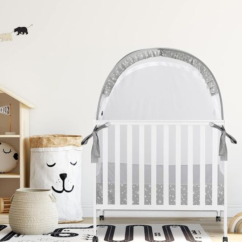 L RUNNZER Baby Crib Tent, Breathable Pop Up Crib Tent Canopy Keep Baby from Climbing Out, Crib Net to Keep Baby in with Auto-Lock Zipper(55.2" L x 27.6" W x 51.6" H) in Saudi Arabia