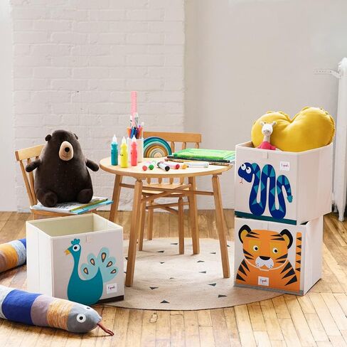 3 Sprouts Toy Storage Cube Bin, Foldable Storage Box, Rhino | Foldable organizer, Playroom or nursery toy storage, Cube shelf compatible, Toys books clothes storage, Folds flat in Saudi Arabia
