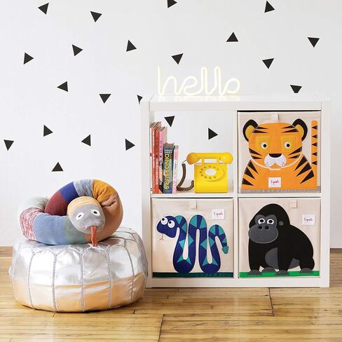 3 Sprouts Toy Storage Cube Bin, Foldable Storage Box, Rhino | Foldable organizer, Playroom or nursery toy storage, Cube shelf compatible, Toys books clothes storage, Folds flat in Saudi Arabia