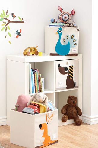 3 Sprouts Toy Storage Cube Bin, Foldable Storage Box, Rhino | Foldable organizer, Playroom or nursery toy storage, Cube shelf compatible, Toys books clothes storage, Folds flat in Saudi Arabia