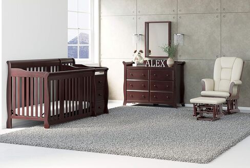 Storkcraft Tuscany طائرة شراعية مخصصة وعثمانية مع وسادة قطنية مجانية (اسبريسو / بيج) - كرسي حضانة هزاز مريح ومنجد قابل للتنظيف مع مسند in Kuwait