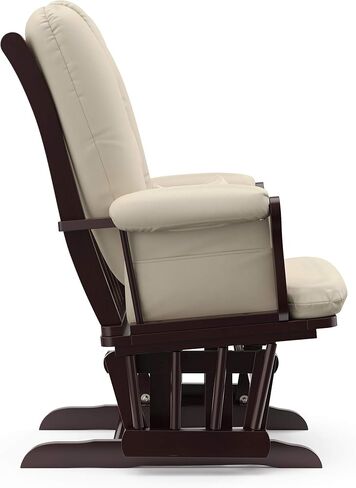 Storkcraft Tuscany طائرة شراعية مخصصة وعثمانية مع وسادة قطنية مجانية (اسبريسو / بيج) - كرسي حضانة هزاز مريح ومنجد قابل للتنظيف مع مسند in Kuwait