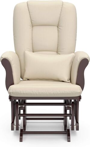 Storkcraft Tuscany طائرة شراعية مخصصة وعثمانية مع وسادة قطنية مجانية (اسبريسو / بيج) - كرسي حضانة هزاز مريح ومنجد قابل للتنظيف مع مسند in Kuwait