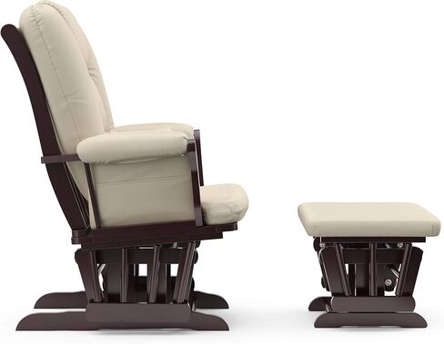 Storkcraft Tuscany طائرة شراعية مخصصة وعثمانية مع وسادة قطنية مجانية (اسبريسو / بيج) - كرسي حضانة هزاز مريح ومنجد قابل للتنظيف مع مسند in Kuwait