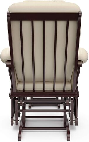 Storkcraft Tuscany طائرة شراعية مخصصة وعثمانية مع وسادة قطنية مجانية (اسبريسو / بيج) - كرسي حضانة هزاز مريح ومنجد قابل للتنظيف مع مسند in Kuwait