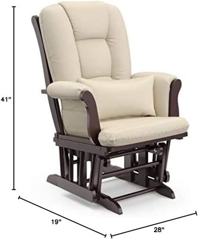 Storkcraft Tuscany طائرة شراعية مخصصة وعثمانية مع وسادة قطنية مجانية (اسبريسو / بيج) - كرسي حضانة هزاز مريح ومنجد قابل للتنظيف مع مسند in Kuwait