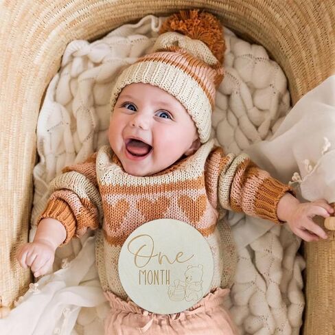 Winnie Baby Monthly Milestone Marker Discs Baby Announcement Sign Newborn Sign For Photo Prop Baby Shower Nursery Gift（16PCS） in Kuwait