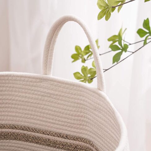 Large Laundry Basket Hamper Woven Blanket Basket Clothes Hamper | 105L Tall Clothes Hamper, Rope Wicker Laundry Basket, Storage Basket for Toys, Dirty Cothes in Bedroom, Living Room Organizer in Kuwait