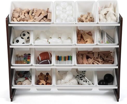 منظم ألعاب كبير جدًا من Humble Crew، 16 صندوق تخزين، إسبرسو/أبيض، 15.5 عمق × 42 عرض × 17.7 ارتفاع in Kuwait