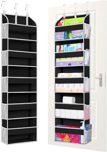 TAHAVICE Over the Door Organizer with Clear PVC Windows & 10 Mesh Pockets | 5-Tier Hanging Storage, Cute Closet Organizer for Makeup, Perfume, Toys, Perfect Pink Room Decor for Girl in Saudi Arabia