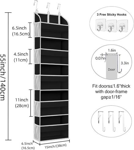 TAHAVICE Over the Door Organizer with Clear PVC Windows & 10 Mesh Pockets | 5-Tier Hanging Storage, Cute Closet Organizer for Makeup, Perfume, Toys, Perfect Pink Room Decor for Girl in Saudi Arabia