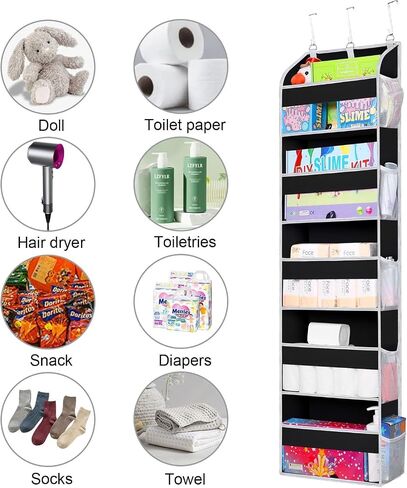 TAHAVICE Over the Door Organizer with Clear PVC Windows & 10 Mesh Pockets | 5-Tier Hanging Storage, Cute Closet Organizer for Makeup, Perfume, Toys, Perfect Pink Room Decor for Girl in Saudi Arabia