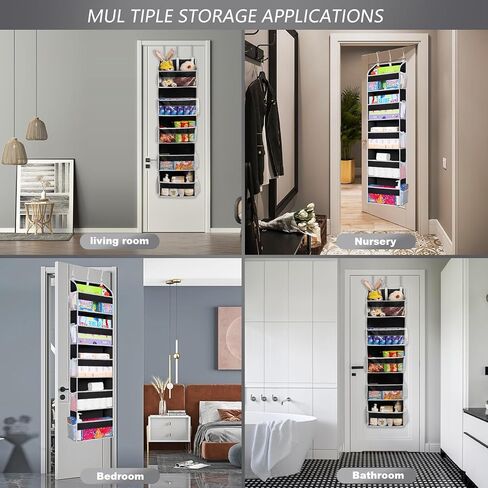 TAHAVICE Over the Door Organizer with Clear PVC Windows & 10 Mesh Pockets | 5-Tier Hanging Storage, Cute Closet Organizer for Makeup, Perfume, Toys, Perfect Pink Room Decor for Girl in Saudi Arabia