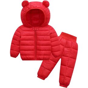 LAVIQK 2 Piece Baby Boys Girls Winter Hooded Down Coat and Pants Clothing Sets Puffer Jacket Snowsuit Coats Ski Suit